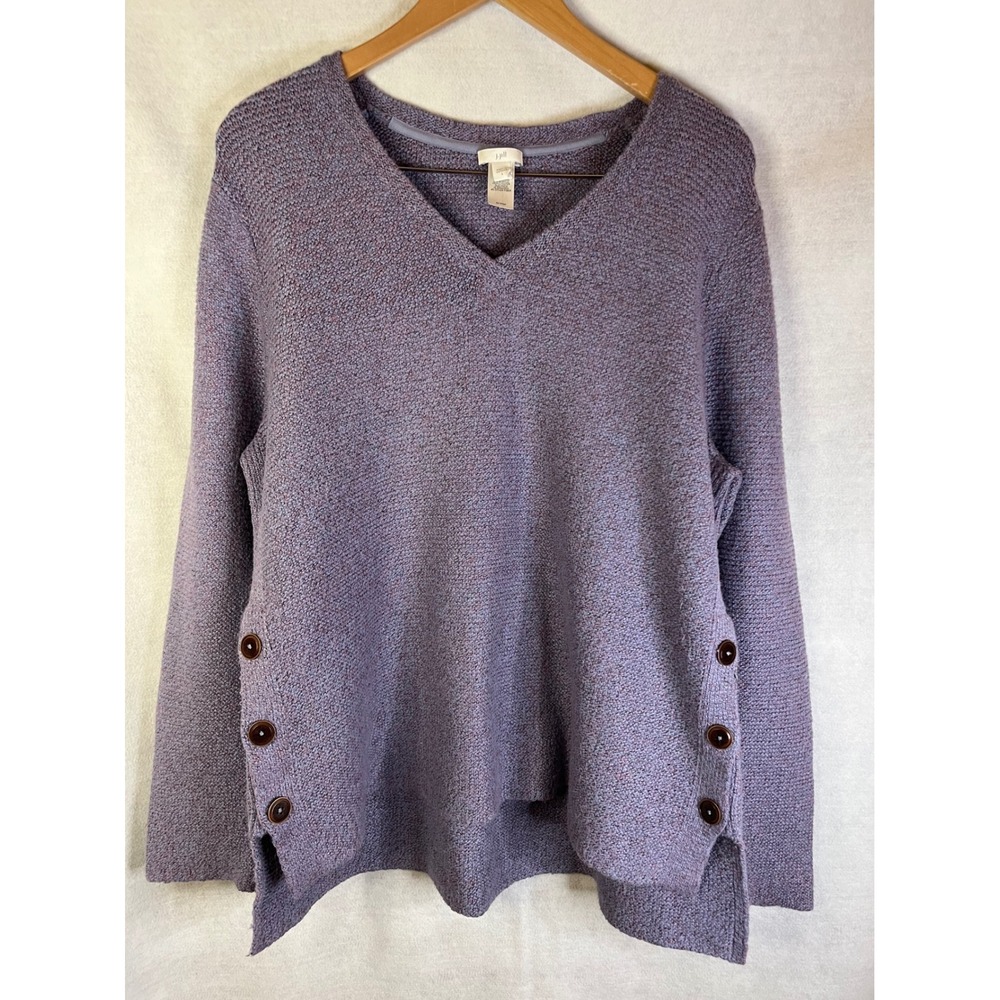 J. Jill L Cozy V-Neck Pull Over Sweater Cotton Alpaca Blend